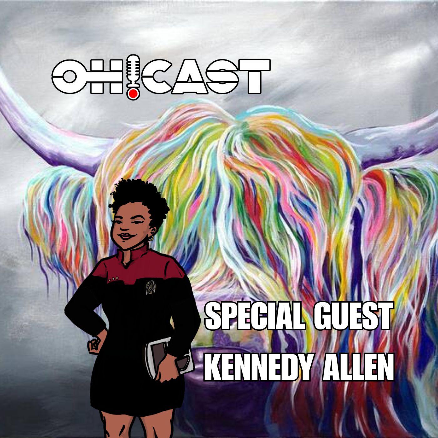 OHCAST podcast cover art featuring special guest Kennedy Allen in a Star Trek uniform, discussing Star Trek's impact on youth empowerment and moral development.